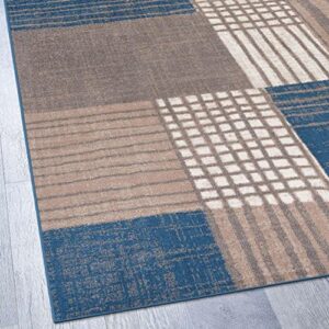 LUXE WEAVERS Modern Plaid Blue 5x7 Area Rug