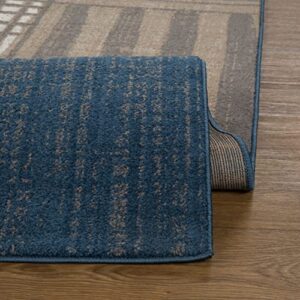 LUXE WEAVERS Modern Plaid Blue 5x7 Area Rug