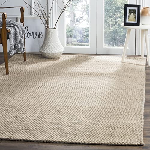 SAFAVIEH Natura Collection Accent Rug - 4' x 6', Beige, Handmade Wool, Ideal for High Traffic Areas in Entryway, Living Room, Bedroom (NAT801B)