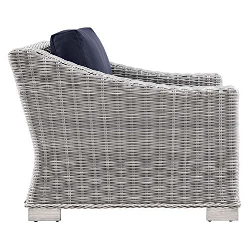 Conway Outdoor Patio Wicker Rattan Armchair in Light Gray Navy