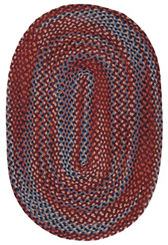 SAFAVIEH Braided Collection Area Rug - 6' x 9' Oval, Blue & Rust, Flat Weave Reversible Cotton Design, Easy Care, Ideal for High Traffic Areas in Living Room, Bedroom (BRD257P)