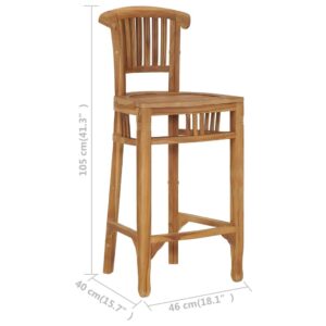 vidaXL Solid Teak Wood Bar Stool - Scandinavian-Style Indoor/Outdoor Seating Ideal for Kitchen, Dining Room and Garden Area - Durable Weather Resistant Finish