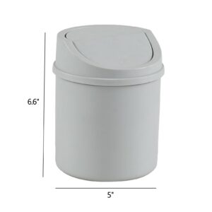 Knifrfish 0.5 Gallon Plastic Countertop Waste Bin with Swing Lid, Tiny Garbage Can, Mini Desktop Trash Can, Gray