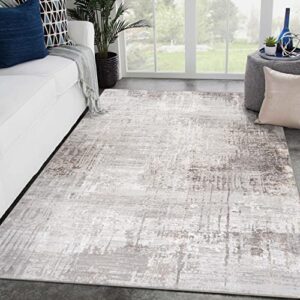 luxe weavers modern abstract indoor beige 5x7 area rug