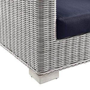 Conway Outdoor Patio Wicker Rattan Armchair in Light Gray Navy