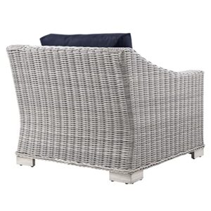 Conway Outdoor Patio Wicker Rattan Armchair in Light Gray Navy