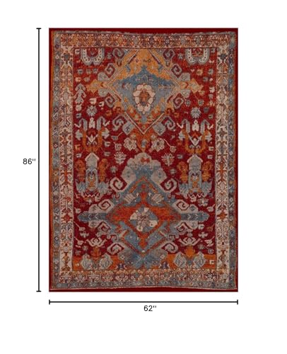 LUXE WEAVERS Moroccan Floral Red 5x7 Area Rug for Living Room