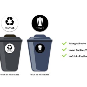 VBAP CORP Recycle Trash Bin Sticker - (Pack of 4) 3" Round Logo Sign Decal Labels Self-Adhesive Vinyl Laminated. Waterproof Indoor and Outdoor (Black/White)…