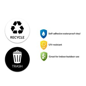 VBAP CORP Recycle Trash Bin Sticker - (Pack of 4) 3" Round Logo Sign Decal Labels Self-Adhesive Vinyl Laminated. Waterproof Indoor and Outdoor (Black/White)…