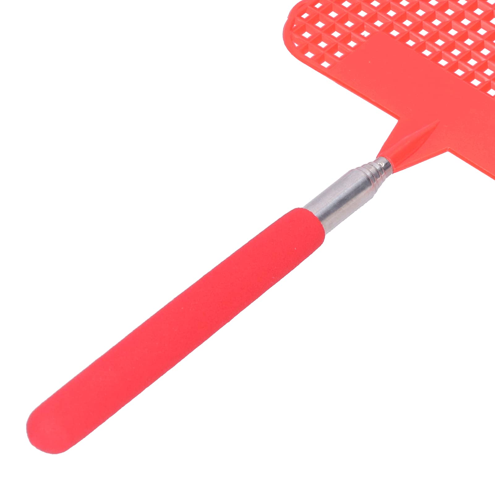 Telescopic Fly Swatter, Retractable Extendable Plastic Flyswatter Light Plastic with Stainless Steel Rod for Home for Office for Camping for Fishing(red)