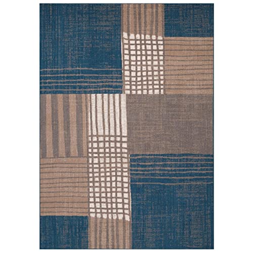 LUXE WEAVERS Modern Plaid Blue 5x7 Area Rug