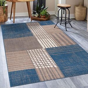 luxe weavers modern plaid blue 5x7 area rug