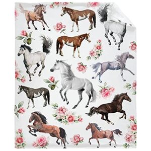 horse rose throw blanket soft flannel fleece velvet plush personalized throws fuzzy warm cozy soft bedding blankets anti-pilling pets 40"x30"