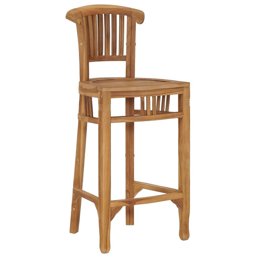 vidaXL Solid Teak Wood Bar Stool - Scandinavian-Style Indoor/Outdoor Seating Ideal for Kitchen, Dining Room and Garden Area - Durable Weather Resistant Finish