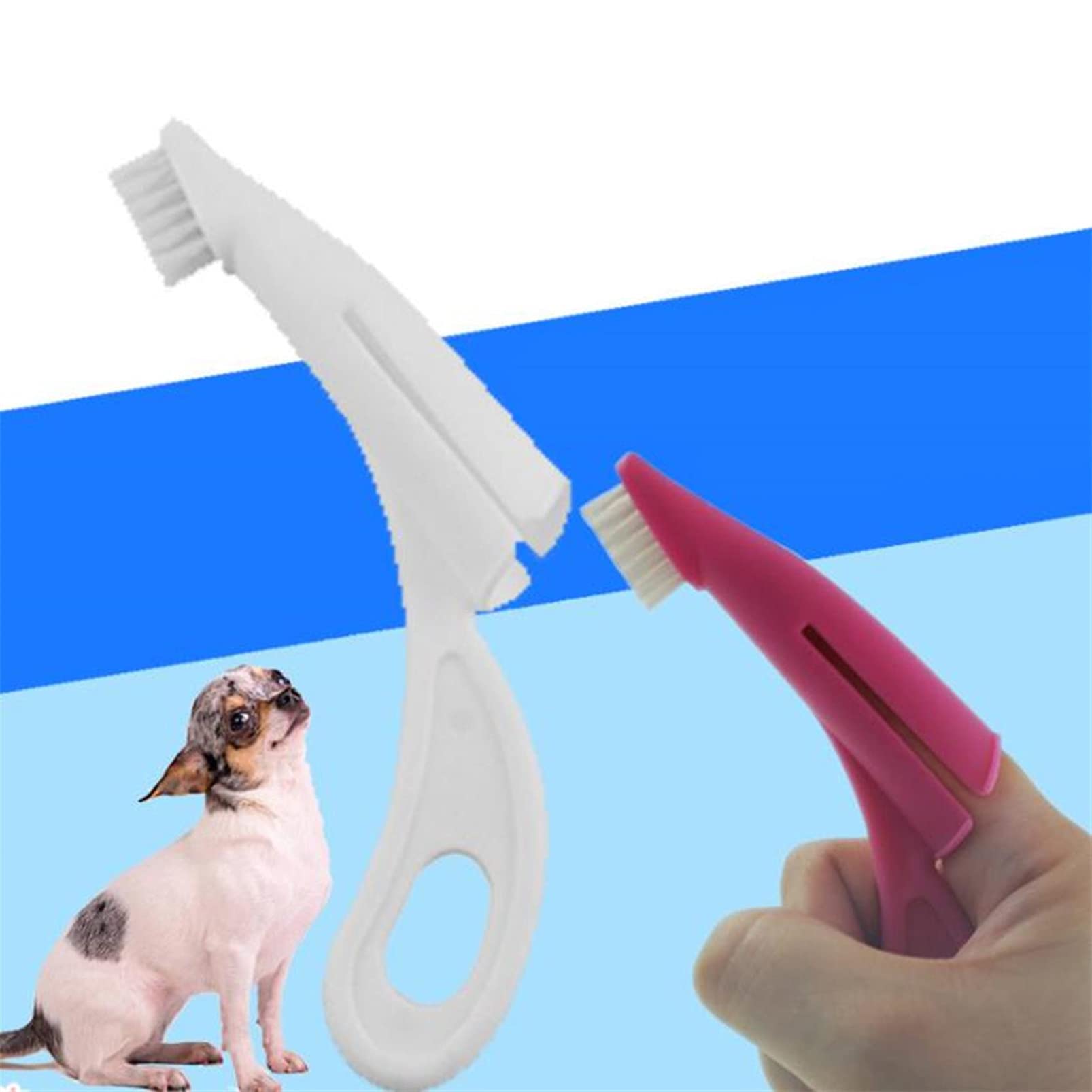 LoveAloe Pet Finger Toothbrushes Soft Pet Toothbrushes Pet Tooth Cleaners with Curved Handle for Dog Cat,White