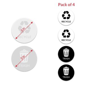 VBAP CORP Recycle Trash Bin Sticker - (Pack of 4) 3" Round Logo Sign Decal Labels Self-Adhesive Vinyl Laminated. Waterproof Indoor and Outdoor (Black/White)…