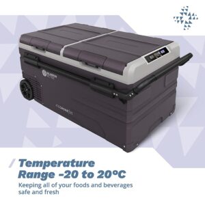 Bluefin Active Ice Cache 95L | Portable Travel Fridge | Advanced Cooling & Freezing Technology | Energy Efficient Charging | Dual Storage Compartments | Smartphone App Control | LCD | AC & DC