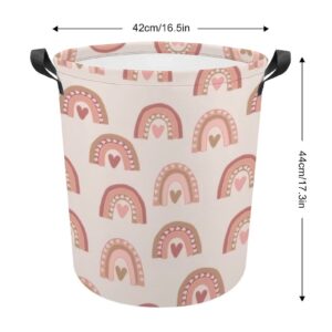 Hearts And Rainbows Laundry Basket, Collapsible Dirty Clothes Hamper With Handle, Suitable of Bedroom, Bathroom, Dormitory, farmhouse, Toy Basket