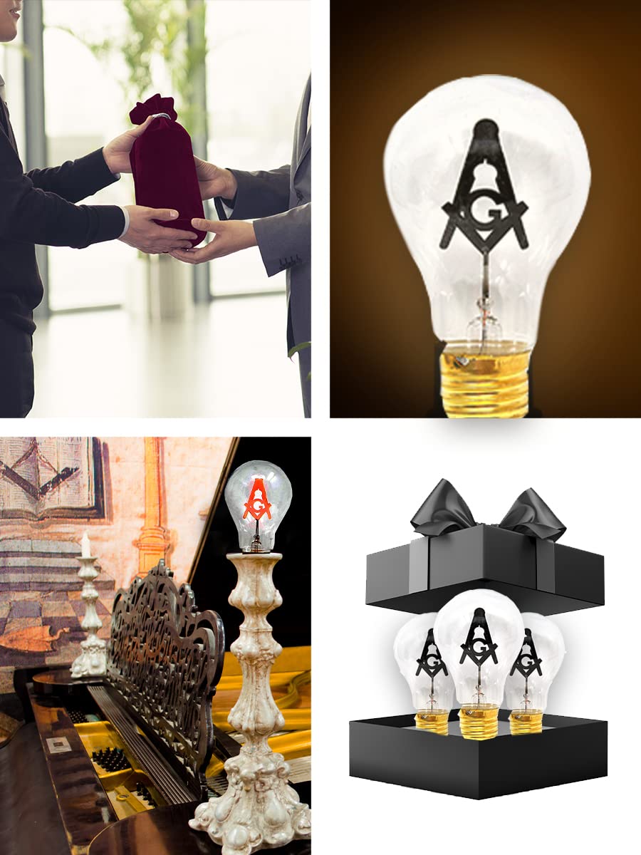 Mandala Crafts 3W Freemason Lightbulb Freemason Gifts for Men - Scottish Rite Shriners Prince Hall Masonic Gifts for Men – 2 PCs Freemason Square and Compass Emblem Light Bulb for Lodge Altar Decor