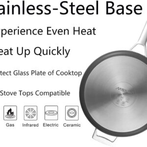 MsMk Nonstick Deep Frying Pan, 4.5 Quart Saute Pan with lid, Stay-Cool Handle, Smooth Bottom, PFAS Free Non-Toxic, Oven safe to 700℉,11 inch, Induction, Ceramic and Gas Cooktops