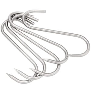 KOHAND 8 Pack 10 Inch S-Shaped Meat Hook, 10MM Thick Stainless Steel Butcher Hook, Sausage Hooks for smudging, Grilling, Drying