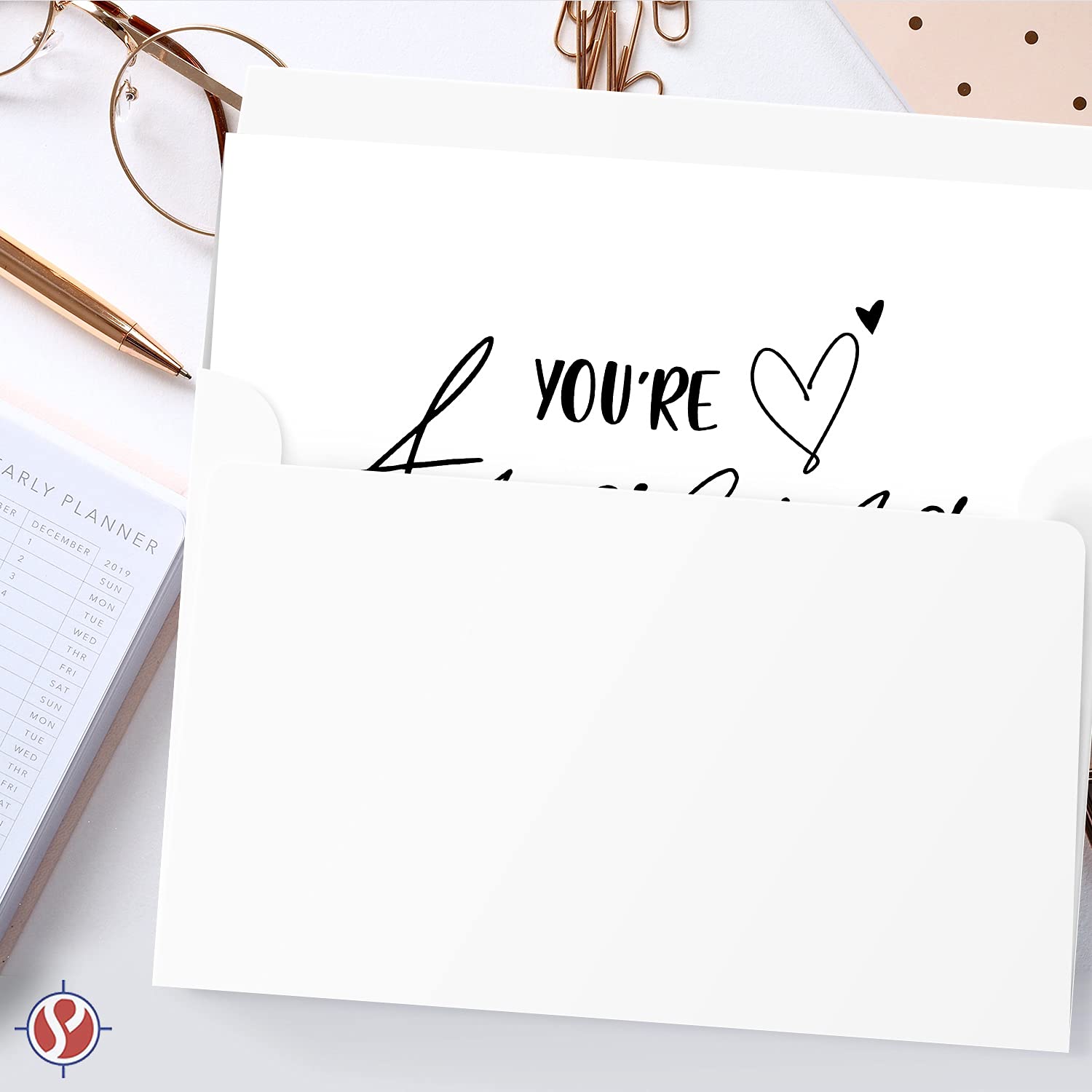 “You’re Amazing” Greeting Cards and Envelopes – Elegant Fold Over Greetings of Appreciation, Encouragement and Thanks for Friends and Family – Blank Inside | 4.25 x 5.5” (A2 Size) | 10 per Pack