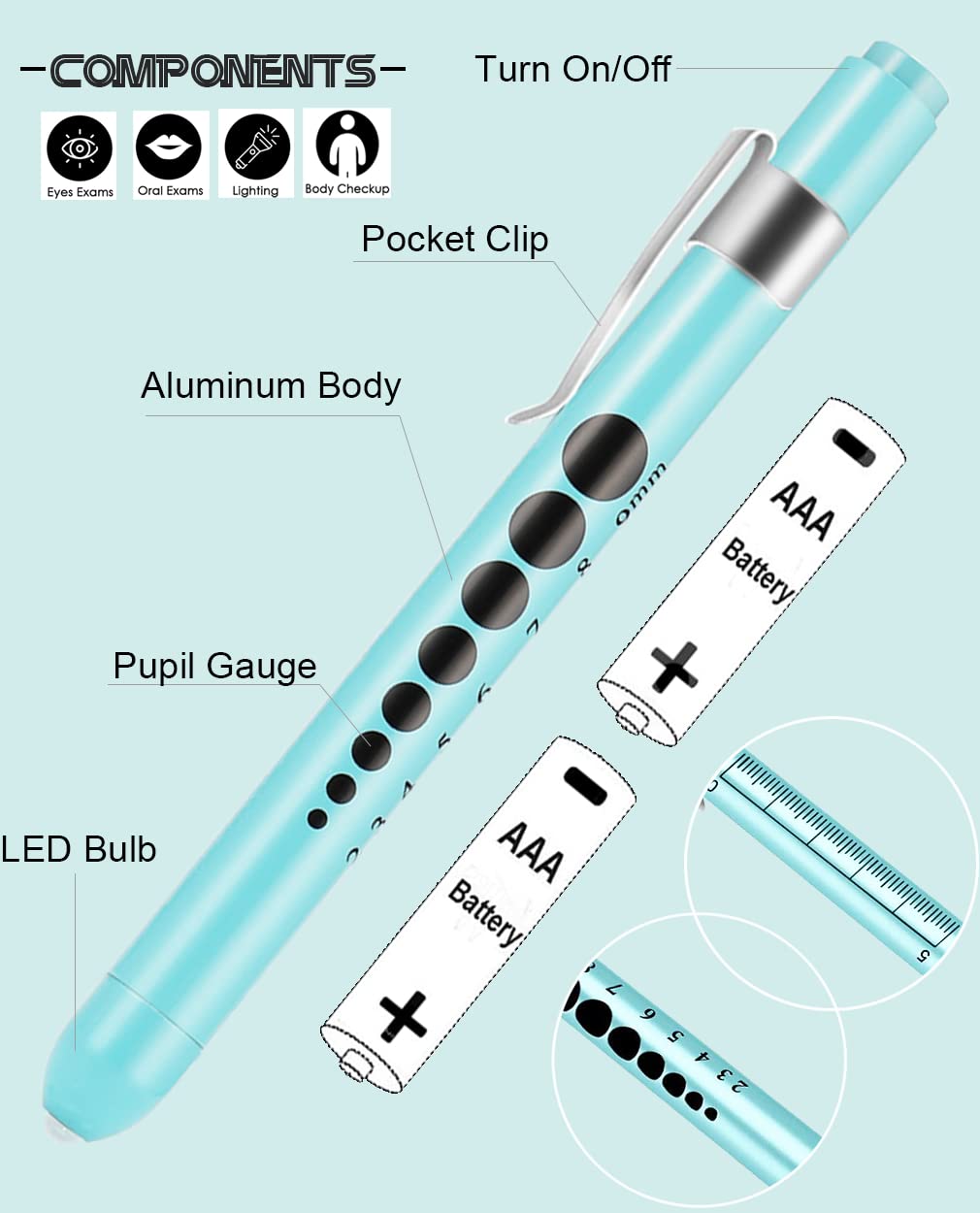 MEUUT 3 Pack Pen Lights for Nurses with 6 Batteries – Medical Penlights Nurse Accessories for Work, Perfect Nursing Student Essentials Medical Supplies for Nurses Doctors EMT Trauma