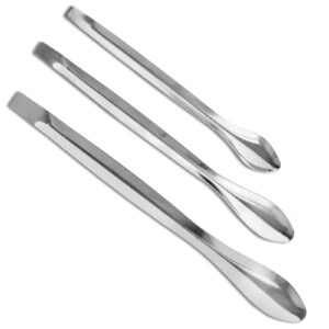 piutouyar 15 pcs 3 in 1 lab spoon micro lab spatula stainless steel lab scoop for reagent sampling, mixing, measuring 105/125/140mm for a set