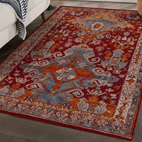 LUXE WEAVERS Moroccan Floral Red 5x7 Area Rug for Living Room