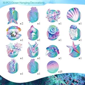 30 Pcs Mermaid Hanging Swirl - Mermaid Party Decorations, Mermaid Party Supplies for Girls, Ocean Mermaid Ceiling Streamers for Mermaid Party Favors, Baby Shower and Theme Birthday Party Decoration