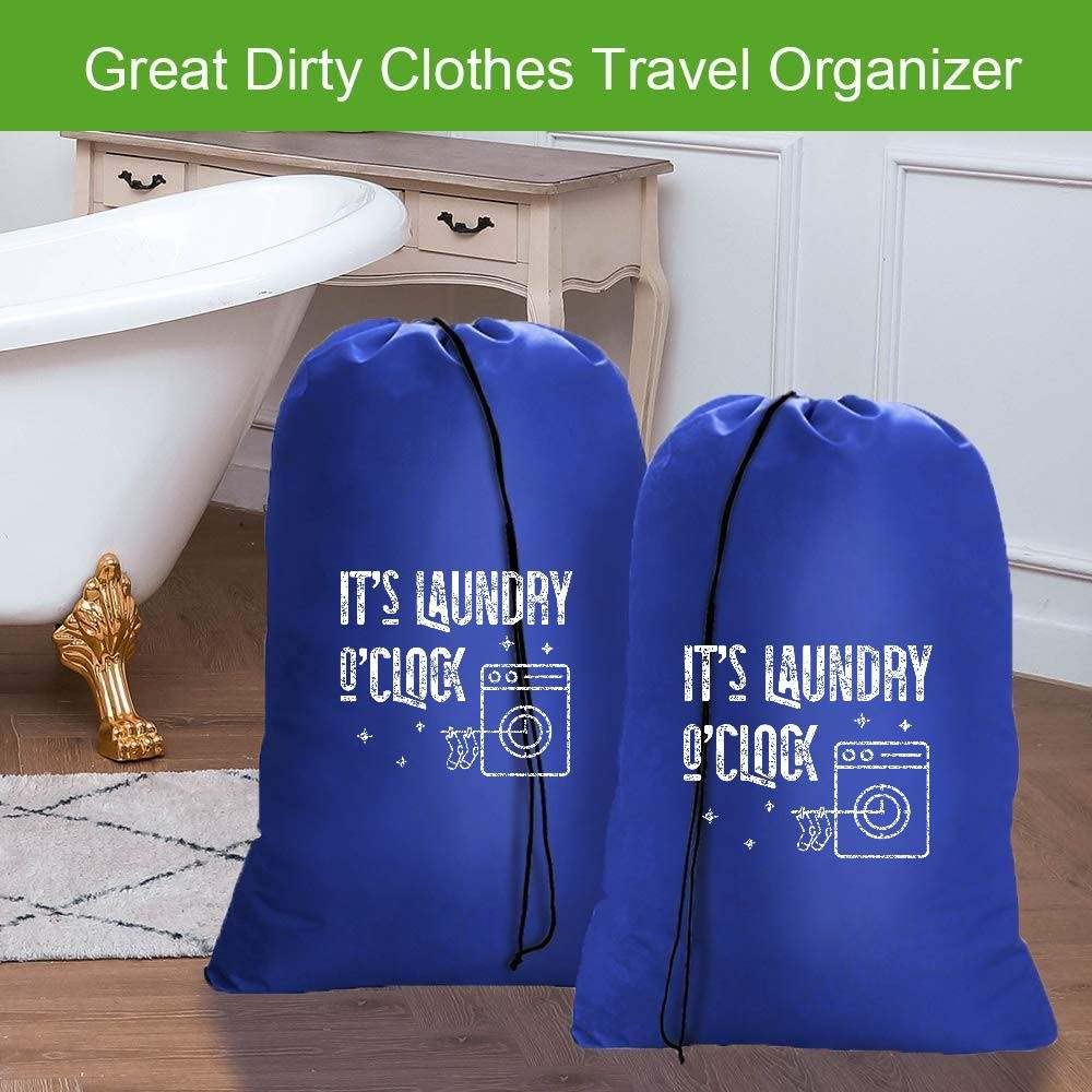 It's Laundry O'clock | XL Laundry Bag | 28" x 40" |Black (Blue)