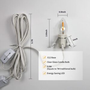 MYEMITTING Set of 2 Accessory Cord with 2 C7 Led Light Bulb 6Ft Light IndoorString Lights, Candelabra-Base E12 Socket C7 Lamp for Halloween and Christmas Decorations, Craft Village House Decoration