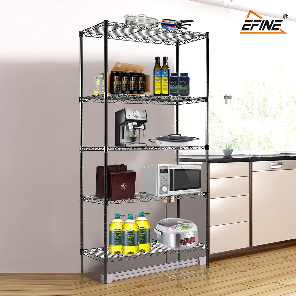 EFINE 2-Pack 5-Shelf Shelving Unit with Shelf Liners Set of 5, Adjustable Storage Rack, Steel Wire Shelves, Shelving Units and Storage for Kitchen and Garage (35.5W X 15.8D X 71H)