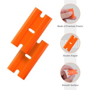 Plastic Razor Blades, 240 PCS Double Edged Plastic Blades, Plastic Scraper Blades for Scraping Labels Stickers Decals Adhesives and Cleaning Glass (Orange)