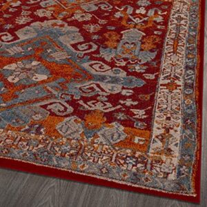 LUXE WEAVERS Moroccan Floral Red 5x7 Area Rug for Living Room