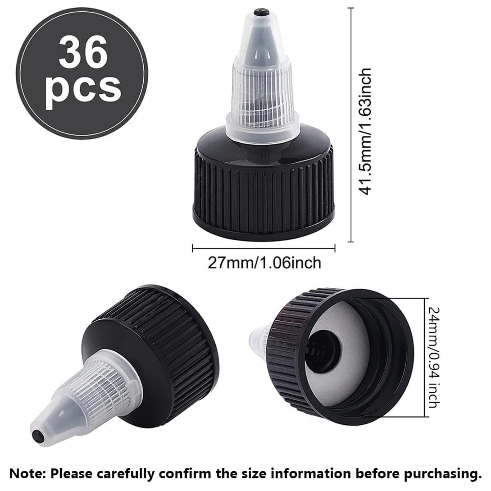 OLYCRAFT 36pcs Squeeze Bottle Cap 24/410 Natural Twist Top Caps Black Replacement Caps Twist Top Cap Bottle Dispensing Caps Bottle Lid Replacement Caps for Squeeze Bottles Glue Bottles Dispensing Cap