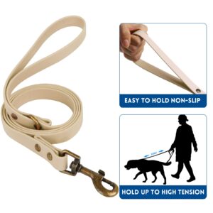 Wisedog Dog Collar and Leash Set Combo: Adjustable Durable Pet Collars with Dog Leashes for Small Medium Large Dogs,includes One Bonus of Poop Bag Holder (L, Sand Color)