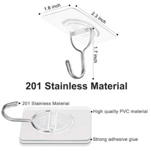 CGBE Adhesive Hooks Heavy Duty Sticky Hooks for Hanging 11 lbs (Max) Seamless Transparent Adhesive Hooks Wall Hangers without Nails for Hanging Keys Coats Hats Bags Ceiling (Clear-16PACK)