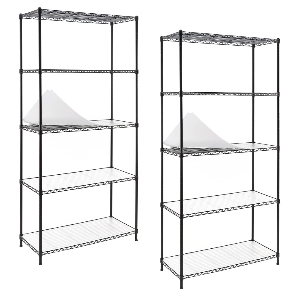 EFINE 2-Pack 5-Shelf Shelving Unit with Shelf Liners Set of 5, Adjustable Storage Rack, Steel Wire Shelves, Shelving Units and Storage for Kitchen and Garage (35.5W X 15.8D X 71H)