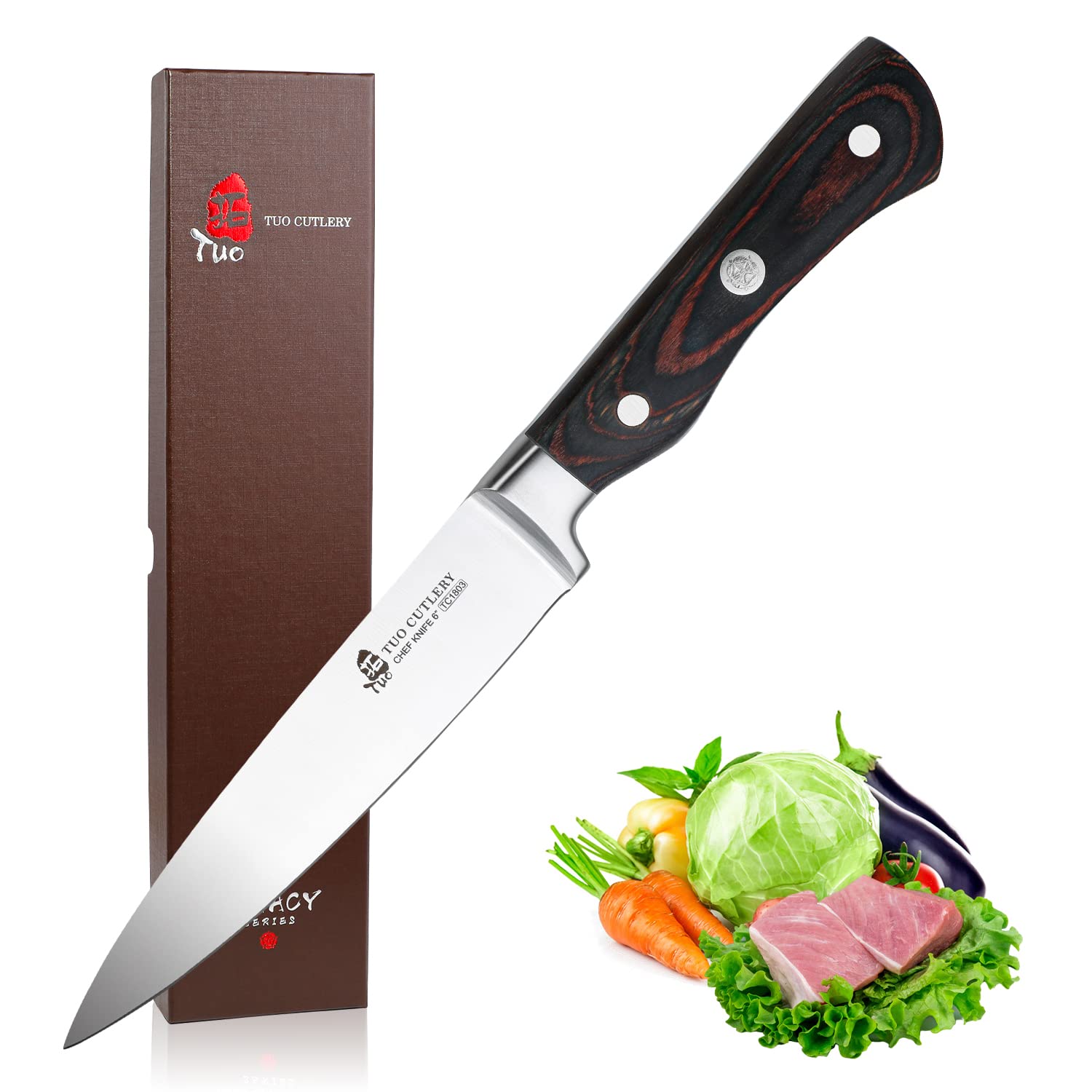 TUO Chef Knife 6 inch-Kitchen Chef's Knife Professional Cooking Knife-German High Carbon Stainless Steel Gyuto Knife-Ergonomic Pakkawood Handle-New Legacy Series