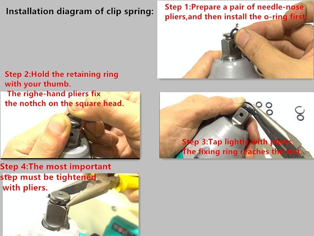 Velodi 10 sets of 1/2" Impact Wrench Socket Retainer rings with O-ring/Impact Wrench Tool Parts and Accessories/impact friction ring/hog ring/O-ring Square Drive Socket Retainer Ring