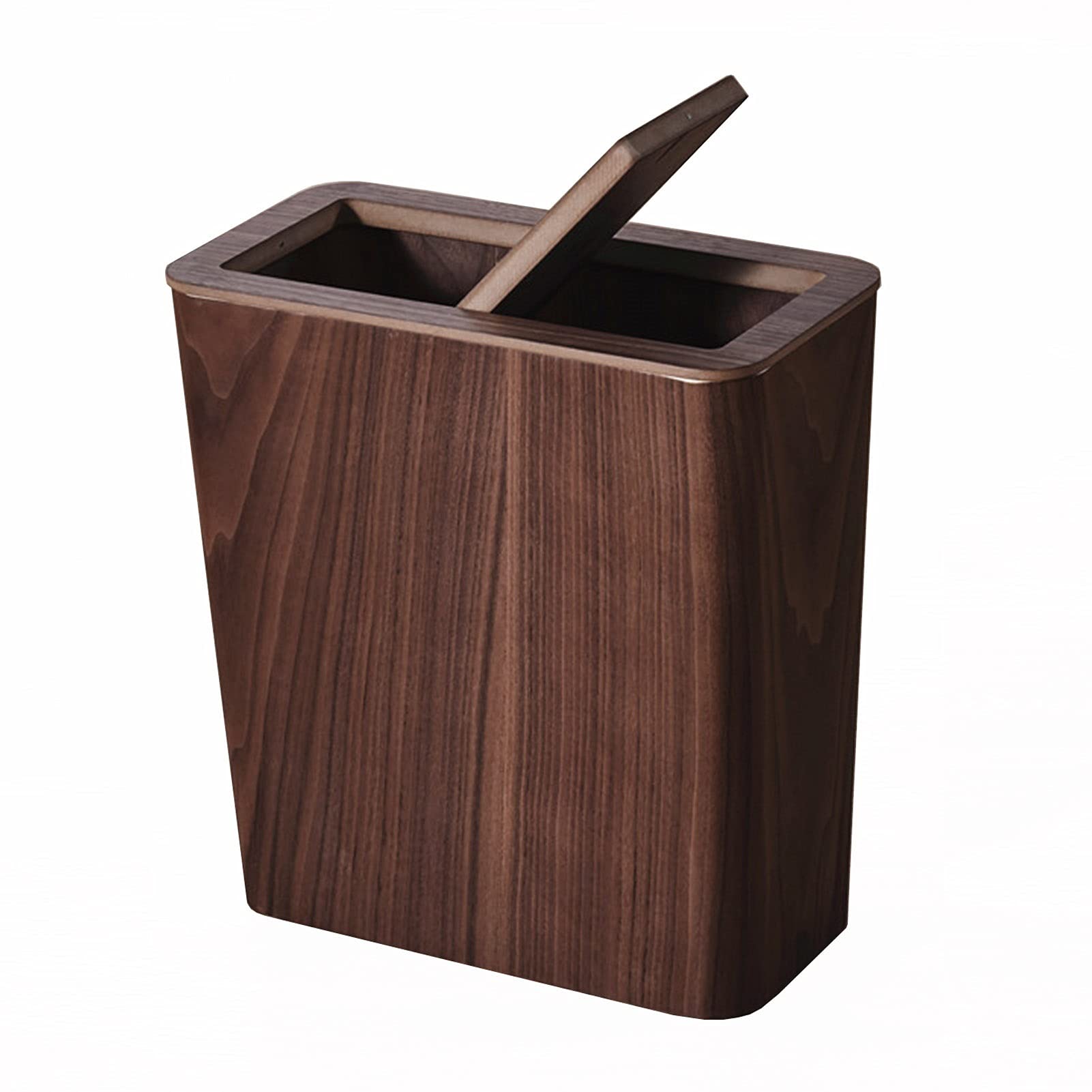 Advap Trash Can, Solid Wood Square Rubbish Bin, Simple Garbage Can Bin with Swing Lid, Household Modern Waste Paper Basket Wastebaskets (Color : B)