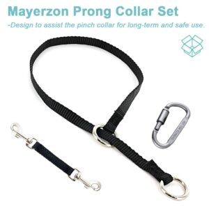 Mayerzon Backup Collar, Double Ended Clip and Carabiner for Prong Collar, Pinch Collar and Dog Harness, Safety Use for Walking and Training (L, Black)