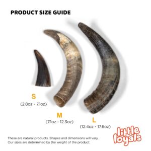 Little Loyals |100% Natural Cattle Horn |Dog Chew Toy |Long Lasting Treat |Fully Digestible |Gluten Free |Grain Free |Free Range| Grass Fed| for Aggressive Chewers |Dental Care |Large