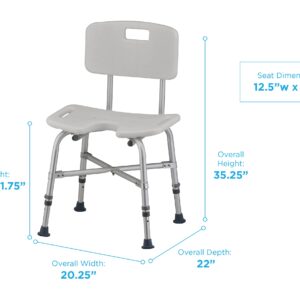 NOVA Medical Heavy Duty Bath Seat with Back and U-Shaped Cutout