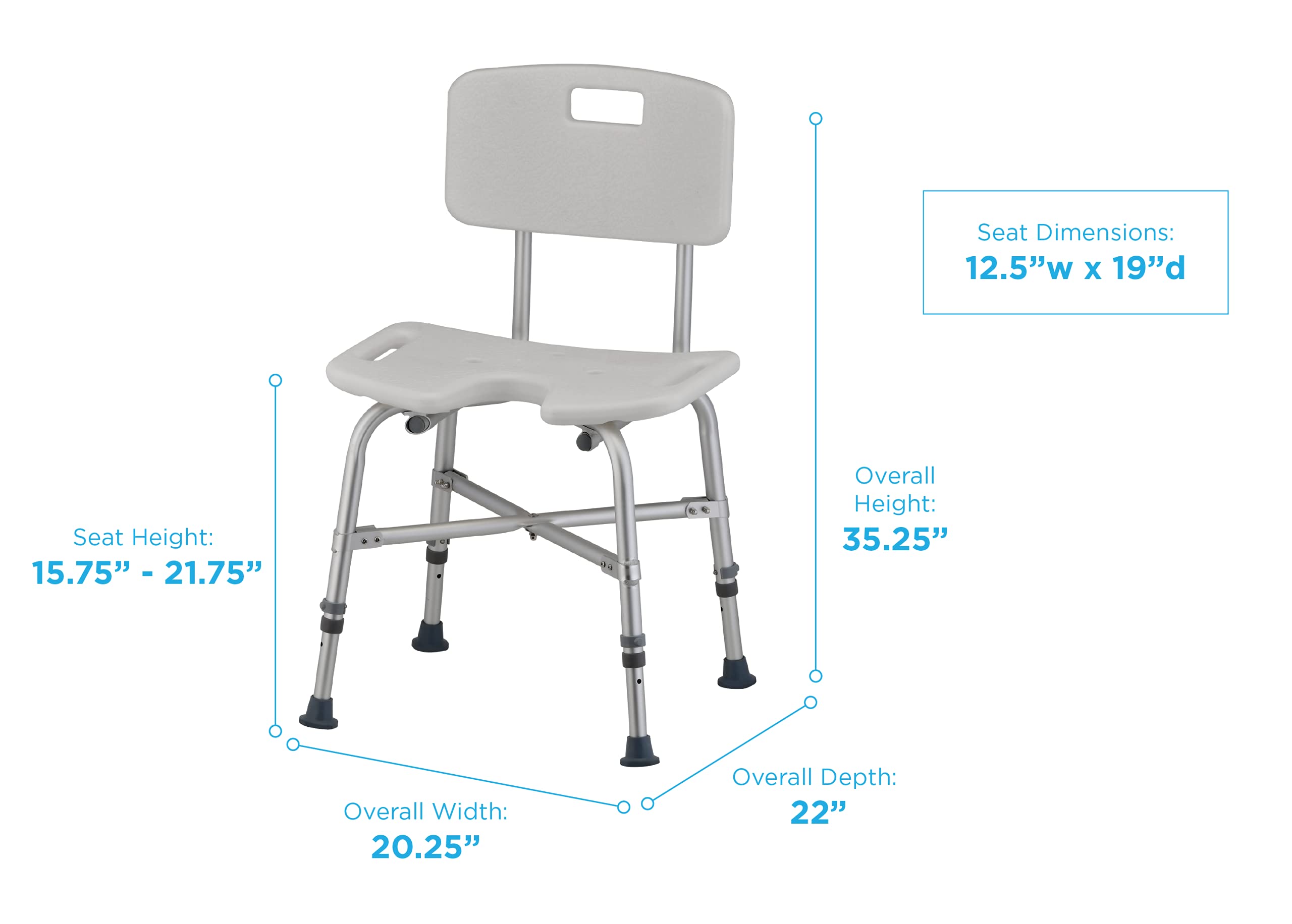 NOVA Medical Heavy Duty Bath Seat with Back and U-Shaped Cutout