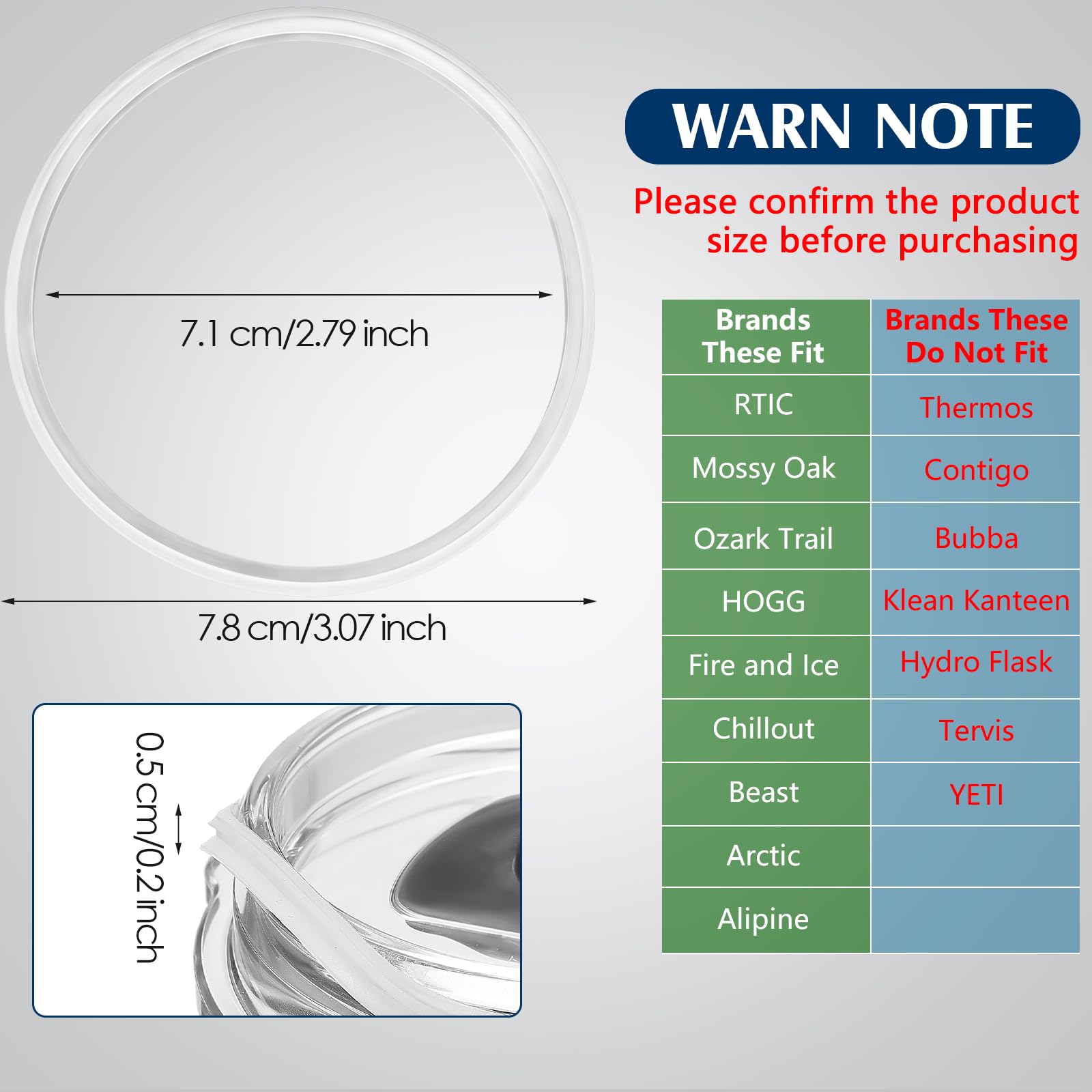 Patelai 30 oz Replacement Rubber Lid Seals Compatible Seals Lid Gaskets for 30 Oz Insulated Stainless Steel Tumblers Compatible with RTIC Atlin, Randomly Shipped in Oval and Round (White,6 Pieces)