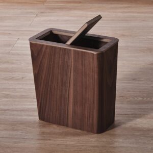 Advap Trash Can, Solid Wood Square Rubbish Bin, Simple Garbage Can Bin with Swing Lid, Household Modern Waste Paper Basket Wastebaskets (Color : B)