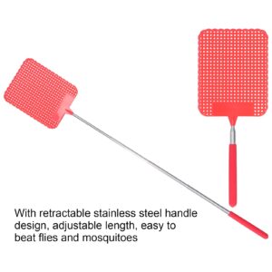 Telescopic Fly Swatter, Retractable Extendable Plastic Flyswatter Light Plastic with Stainless Steel Rod for Home for Office for Camping for Fishing(red)