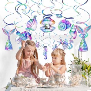 30 Pcs Mermaid Hanging Swirl - Mermaid Party Decorations, Mermaid Party Supplies for Girls, Ocean Mermaid Ceiling Streamers for Mermaid Party Favors, Baby Shower and Theme Birthday Party Decoration